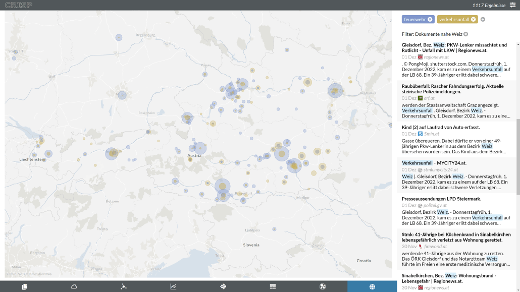 Screenshot of the CRISP Crisis Response Dashboard